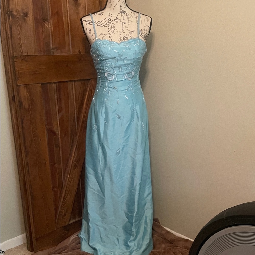 Tiffany Designs Light Blue Strapless Gown